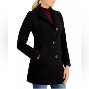 Maralyn & Me Single Breasted Reefer Trench Coat in Black, Size S New w/Tag